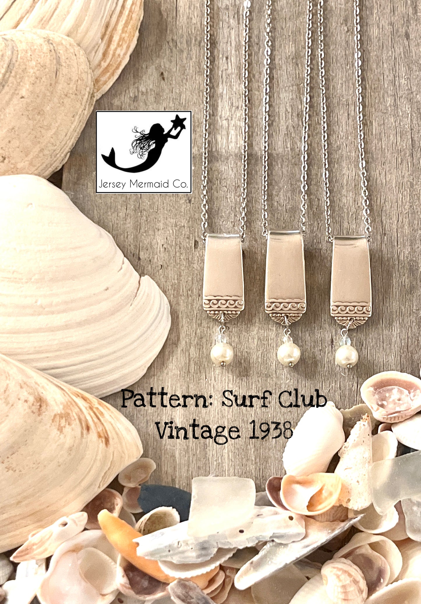 Surf Club Pendant with pearl like bead. Silver Plate,Vintage 1938