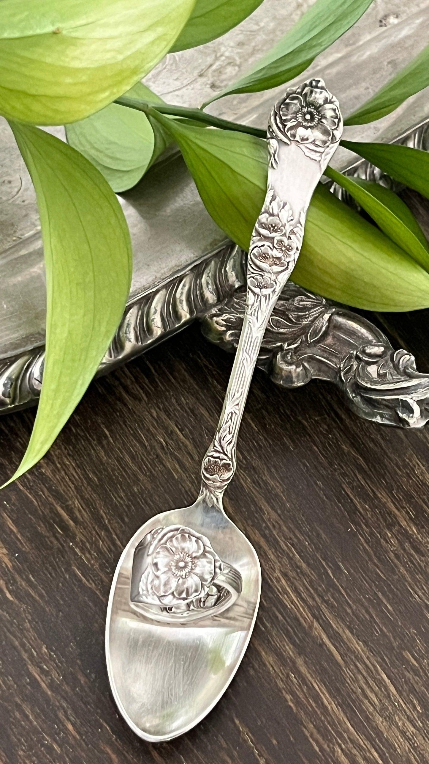 Briar Rose Teaspoon Spoon Ring- Antique- Circa 1910