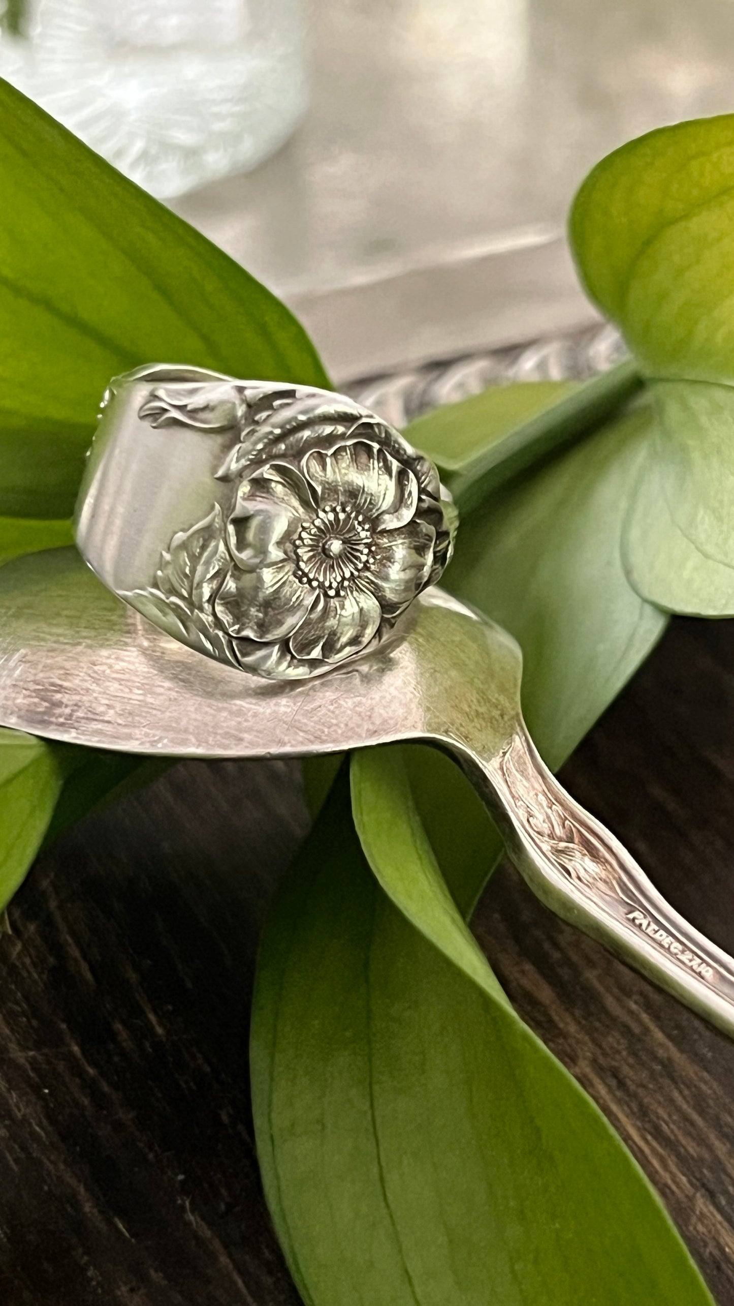 Briar Rose Teaspoon Spoon Ring- Antique- Circa 1910