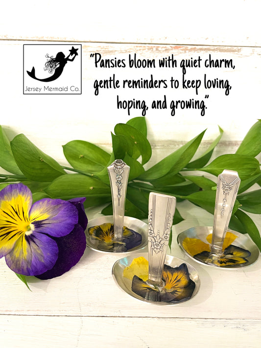 Ring Holder- Resin with Pansies