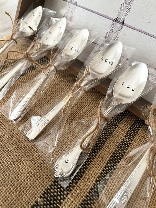 Hand - Stamped Vintage Silverware Teaspoons