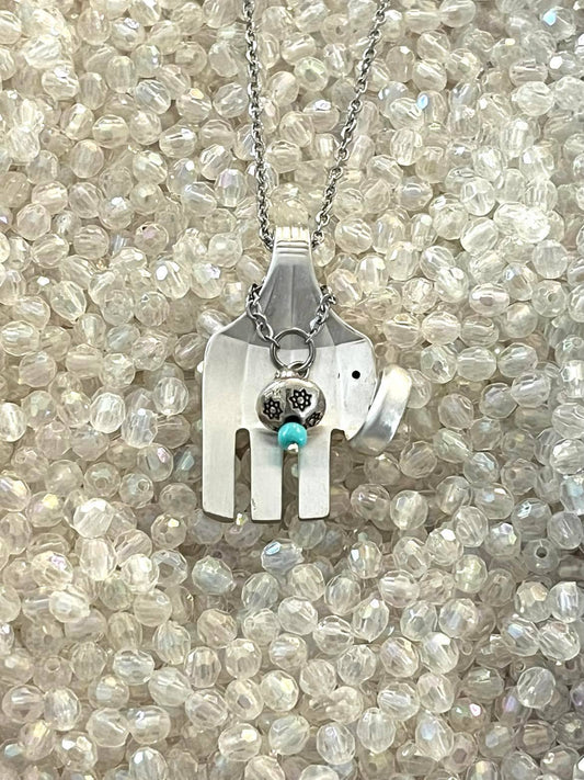 Elephant  Fork Pendant with beads