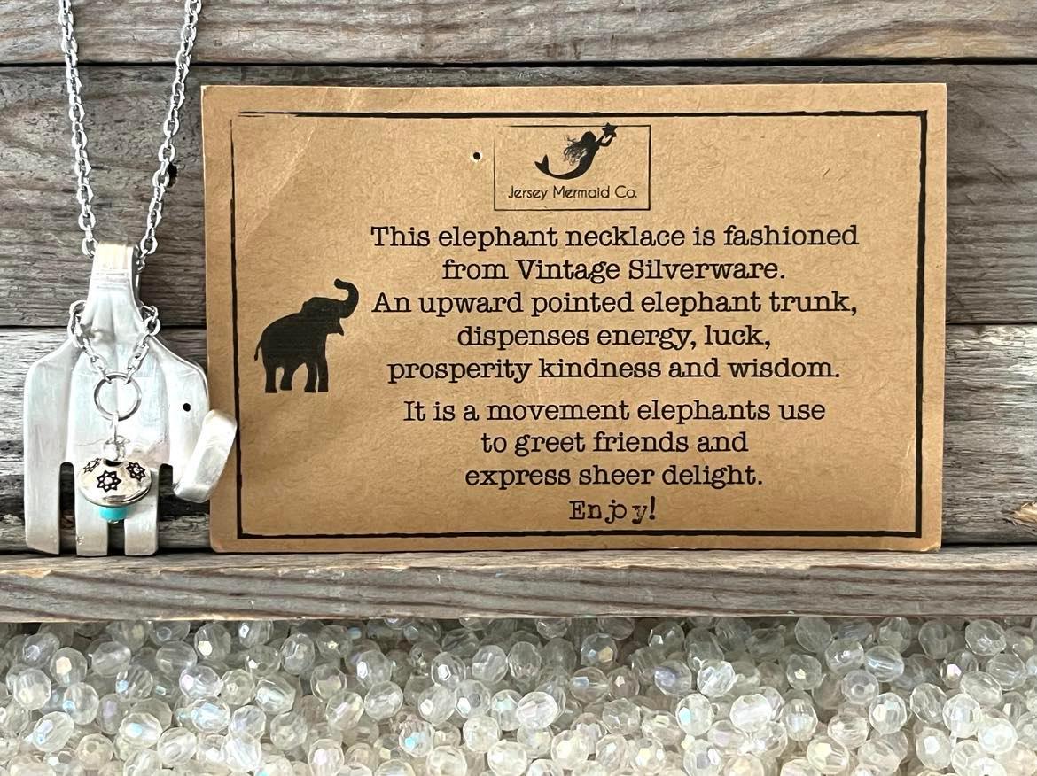 Elephant Fork Pendant with beads and matching earrings set