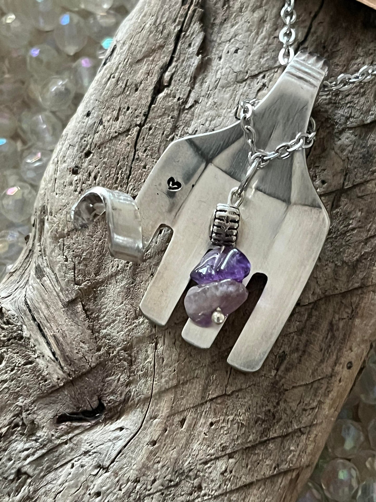 Elephant Fork Pendant with beads and matching earrings set