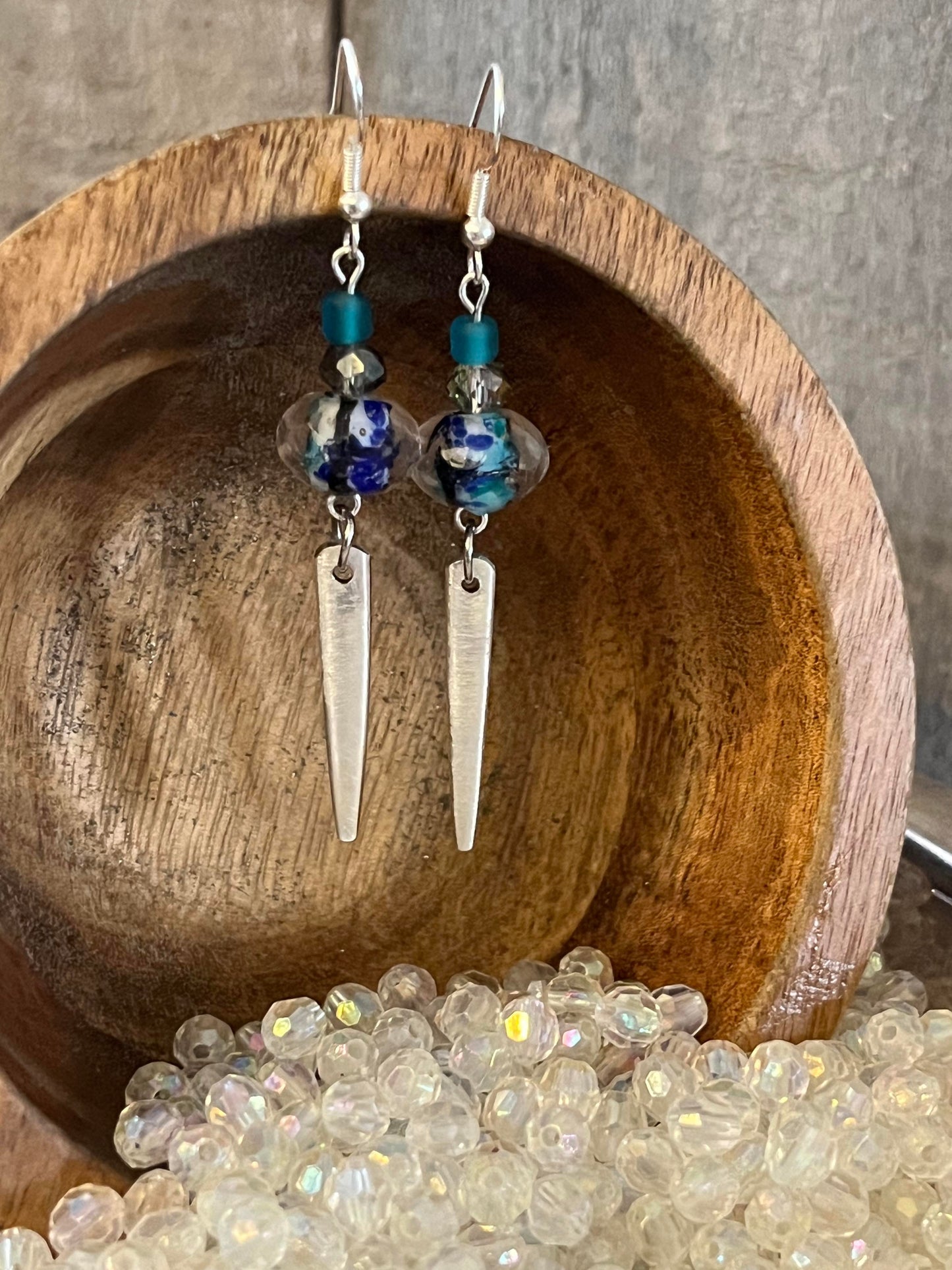 Earrings : Fork tines with beads.